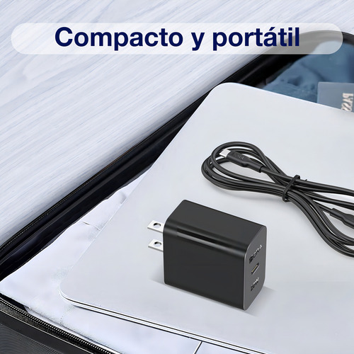 Cargador 1hora Gar152 Usb-c Rápido Negro/blanco Cubo Negro