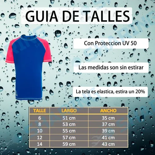 Remera Uv 50 Infantil Proteccion Solar Pileta Playa Niños