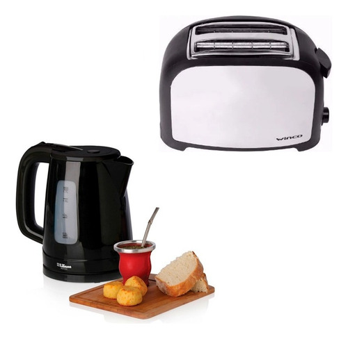 Set Pava Eléctrica Liliana Corte Mate+ Tostadora Acero Inoxi