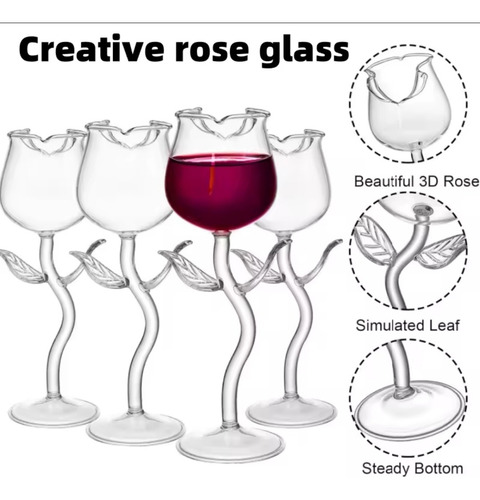 Copa De Cristal En Forma De Rosa Transparente