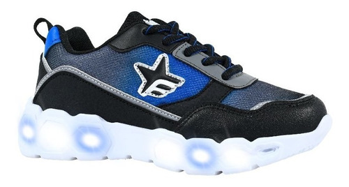 Zapatillas Footy Hi Estrella Azul Cordones Con Luces