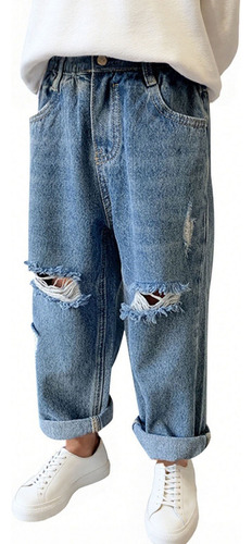 Pantalones Vaqueros Para Niños, Color Liso, Bolsa Elástica C