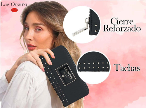 Imagen 3 de 10 de Billetera Fichero Tarjetero Miss Unique Mujer Tachas Diseño