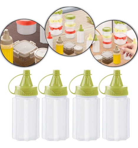4 Paquete De 2-4 Botellas Pequeñas Exprimibles, 4 Piezas