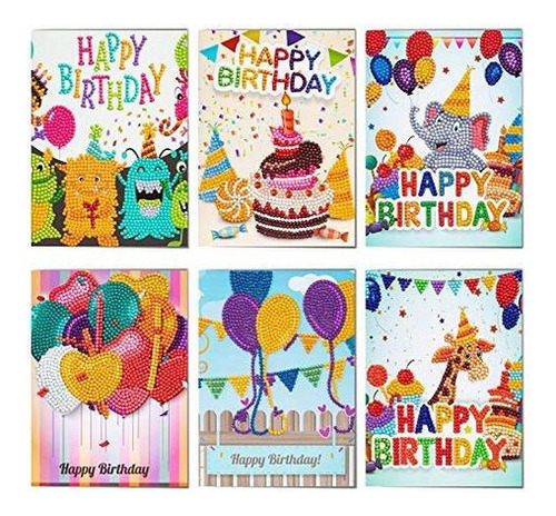 6 Piezas Diy Tarjeta De Cumpleanos Diamante Kits De Pintura