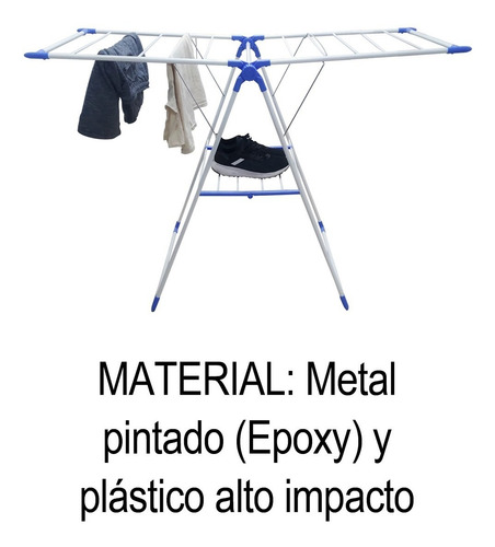 Imagen 2 de 4 de Tender Tendedero Con Alas Chicas Para Ropa Plegable