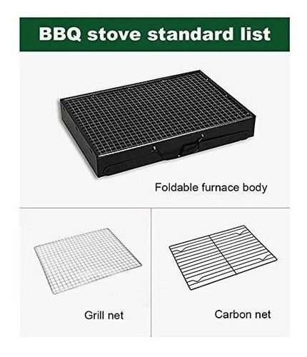 Asador Portatil A Carbón Bbq Camping Acero Inoxidable