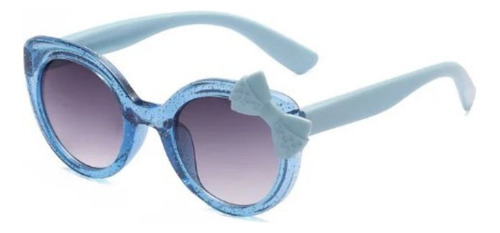 Óculos Solar Infantil Proteção Uv400 Retrô Gato Quadrado Cor Azul Laço