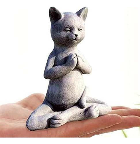 Eatingbiting 4.7 Estatua De Gato De Meditación Yoga Gato Dec