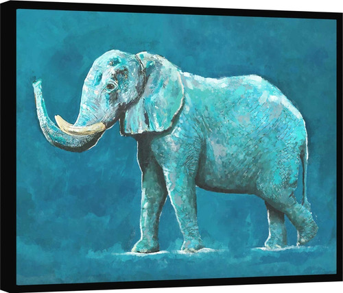 Quadro Elefante Azul 100x76cm Para Sala Quarto E Escritório