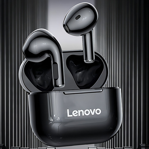 Auriculares Lenovo Lp40 Thinkplus Livepods, color negro y verde claro