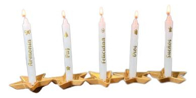 Kit De Velas Con Deseos Y Portavela X5 