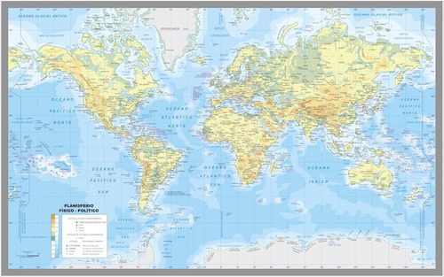 Mapa Planisferio Mundo En Lona 0.78 X 1.20