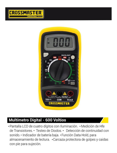 Imagen 2 de 4 de Multímetro Digital 200 - 600 V Crossmaster 9936586