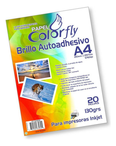 Papel Brillo Autoadhesivo A4 120gr 20hojas 