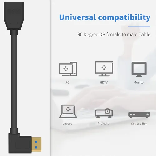 Cable Displayport 1.4 En Angulo Recto Para Alta Resolucion