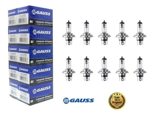 Kit Lâmpada Gauss 12v H4 60/55w Halógena - 10pçs *