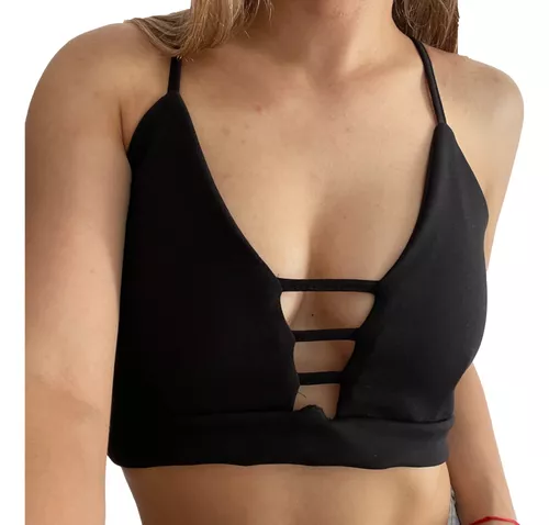 Top Sexy Triangulo Dama Tiras Para Atar Crop Top Moda Mujer