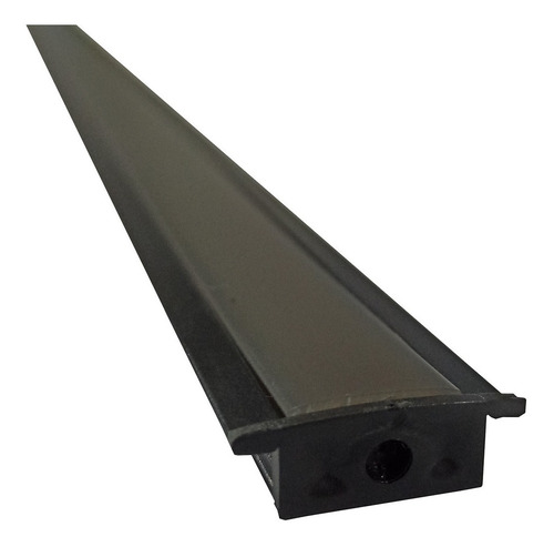 Perfil Led Embutir Mini Slim Preto C/ Difusor Fumê 4 Metros