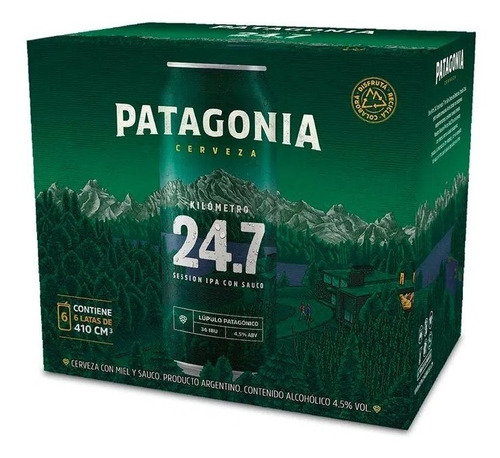 Imagen 2 de 6 de Cerveza Patagonia Lata 410cc 6 Unidades Ipa Rubia Roja 24.7