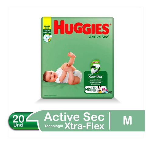 Pañales Para Bebé Huggies Active Sec Talla M 20 Und