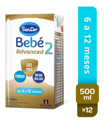 Sancor Bebe Etapa 2 Advanced Formula 12 Brick X 500 Ml