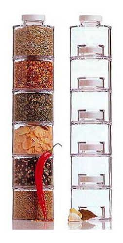 Torre Especiero Modular Para Cocina Con 6 Frascos De Condime
