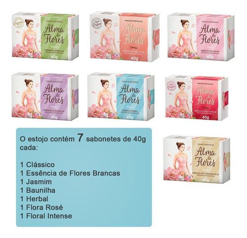 3x Kit Estojo Alma De Flores Jardim De Fragrâncias 7 Sab 40g