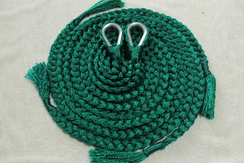 Soga Cuerda Para Hamaca Incluye Par De S Metalica Negra Color Verde Bandera Color