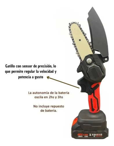 Mini Motosierra Eléctrica Portátil Batería 48v + Maletin Gt Negro