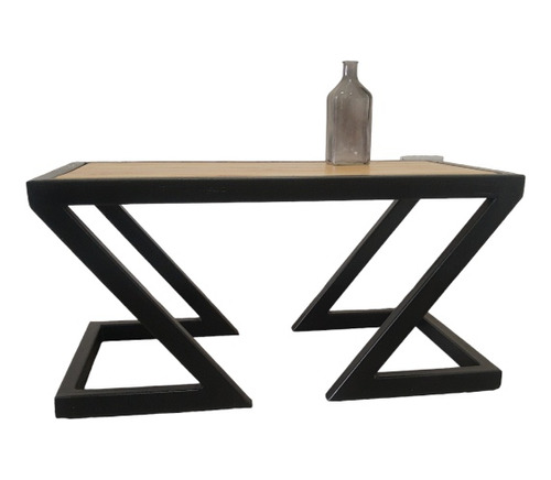 Mesa De Centro Z Estilo Industrial Fierro Y Madera 