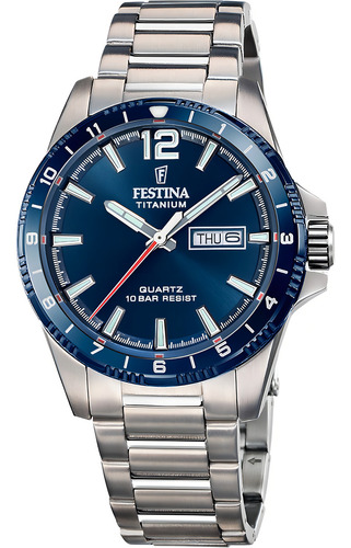 Reloj Festina F20698/2 Azul Hombre Titanio Correa Plateado