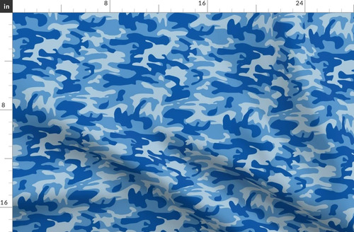 Tela De Flores Camuflaje Azul Estampado De Camuflaj...