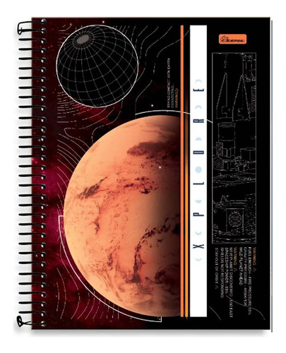 Caderno Universitário 10 Matérias Planetas Xplore Cardesil Cor Laranja