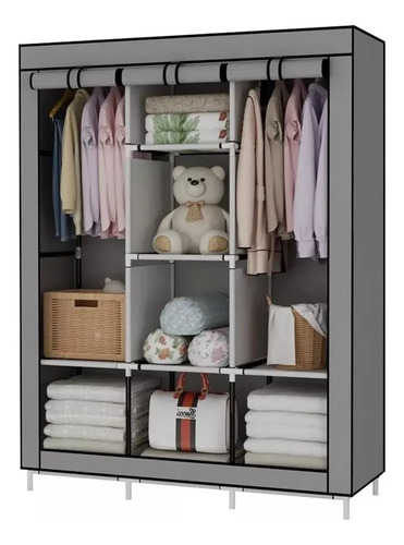 Closet Ropero Armable Practiksa Rack Guardaropa Color Gris Gris