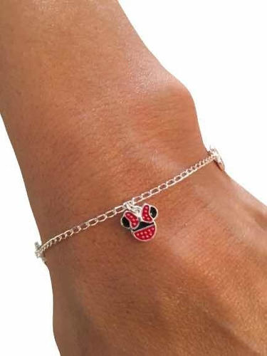 Pulsera Infantil Con Dijes De Minnie De Plata 925