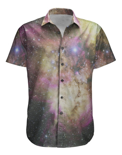 Camisa Botão Galaxia Universo Nebulosa Astronomia Galaxy