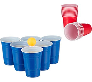 Negro Fditt Materiales Sólidos Cerveza Pong Set Cerveza Pong Juego de Beber Juego Cerveza Pong Copas-22 Copas 4 Bolas de Ping-Pong 