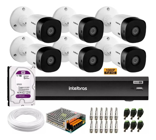 Kit Intelbras 6 Vhd 1230b G7 Dvr 8ch Imhdx 3008 Full Hd C1tb