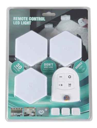 Pack 3 Luz Led Hexagonal Portátil Con Control Remoto Y Timer