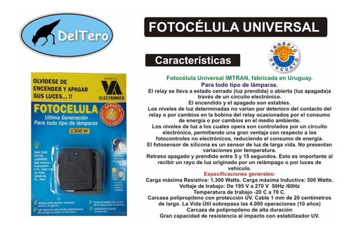 Fotocélula Universal 1300 Watts Imtran Todo Tipo De Lámparas