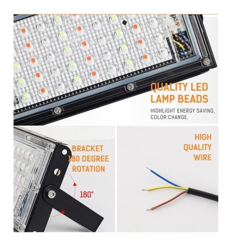 Imagen 9 de 10 de 4packs 50w Led Rgb Luz De Inundación De La Lámpara De Ac