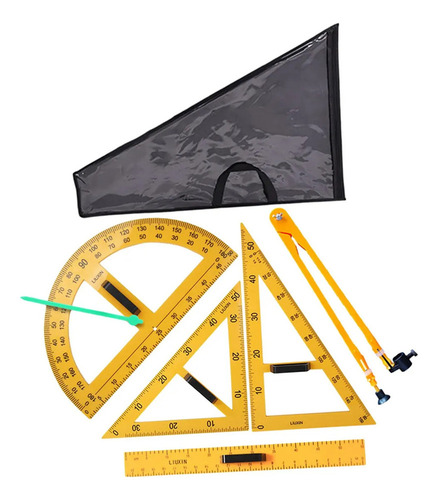 Juego De Reglas Geométricas Matemáticas Con Bolsa, 5 Piezas