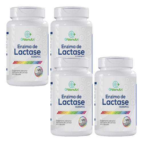 4x Enzima Lactase Premium 500mg Q+bionutri Lactose Lactoze Sabor Sem Sabor