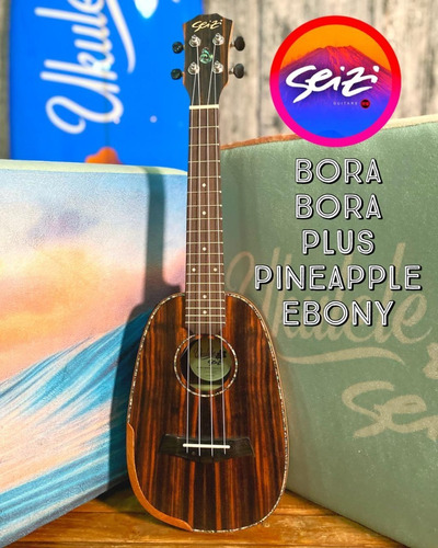 Ukulele Seizi Bora Bora Plus Pineapple Concert Elétr. Ebony