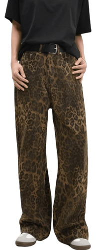 Jeans De Leopardo Para Mujer,cintura Alta,estampado Leopardo