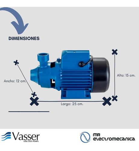 Bomba Periferica 0.5hp - Elevadora Agua Motorarg Vasser Qb60