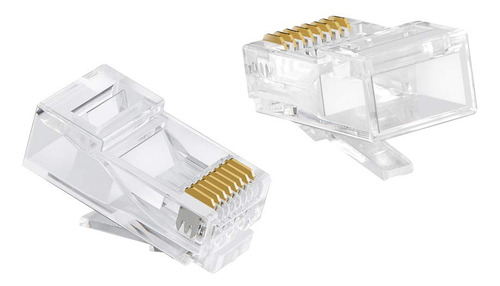 Plug Cat 6 Rj45 Baño De Oro 3u Conector Red Utp Cober 100pzs