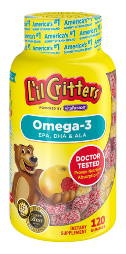 Omega 3 Infantil Lil Critters 120 Gomas Importado Eua