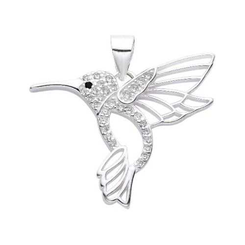 Dije Colibri Picaflor Plata 925 Y Cubics Zirconias Delicado